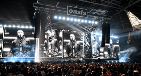 Oasis perform Wonderwall on stage during the opening night of their Live 25' Tour at Principality Stadium on July 04, 2025 in Cardiff, Wales.
