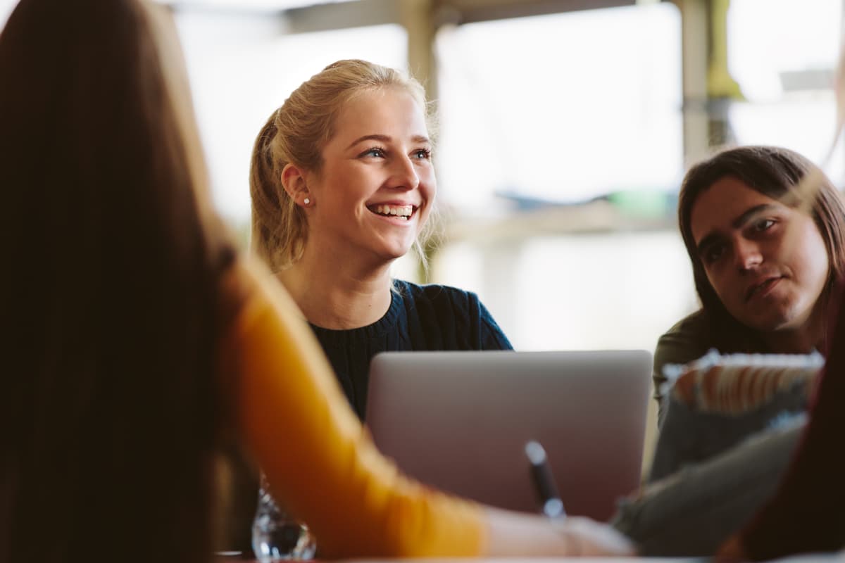 Female student in class