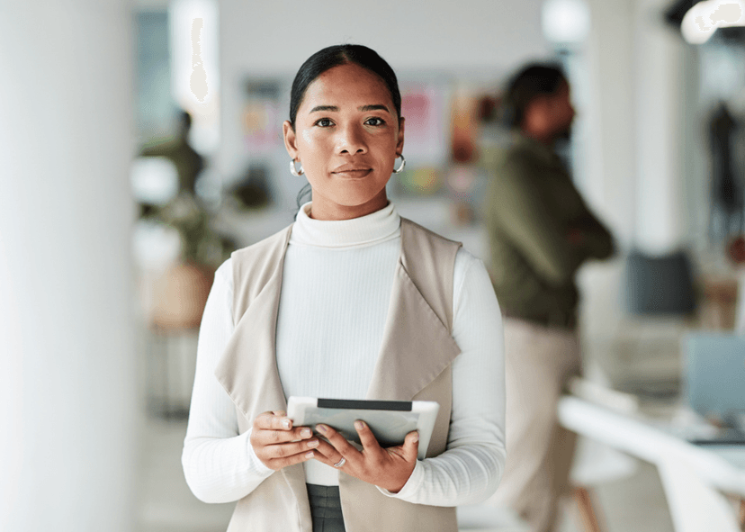 woman with tablet